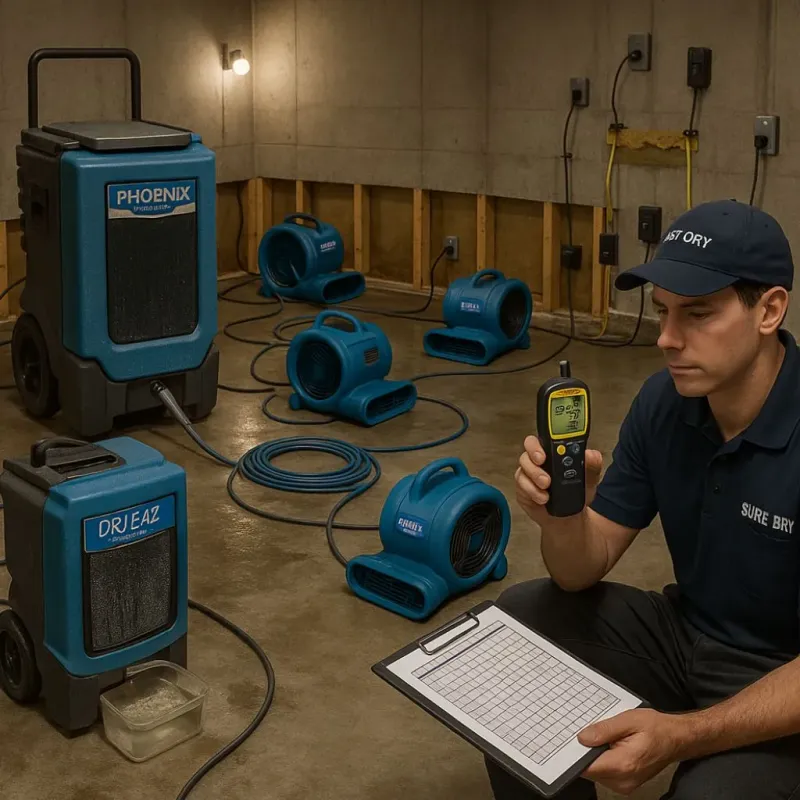 Structural Drying and Dehumidification process in Bishop, TX